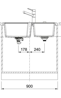  Franke Urban UBG 620-86 – Ένθετος Νεροχύτης Διπλός από Συνθετικό Γρανίτη 86x50cm Coffee  ΔΙΑΣΤΑΣΗ 2