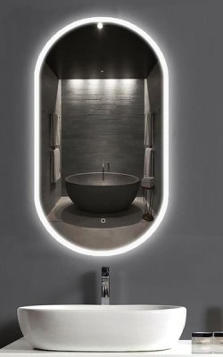 67-3350 Gloria Οβάλ Καθρέπτης Μπάνιου από Πλαστικό 50x90cm Λευκός 