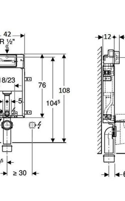 Geberit Delta Kombifix για διπλό τούβλο διαστάσεις 