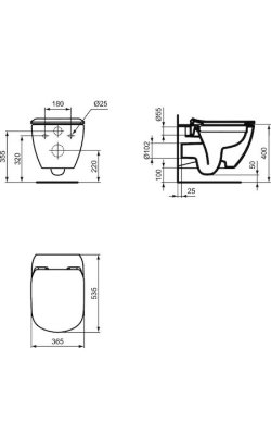  Ideal Standard Tesi – Κρεμαστή Λεκάνη WC με Soft-Close Κάλυμμα diastaseis