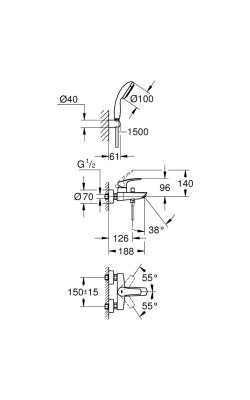 Grohe Eurosmart Μπαταρία Μπάνιου/Ντους με Σετ
