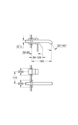 Grohe Essence Σετ Μίκτης & Στόμιο Εντοιχισμού Νιπτήρα 1 Εξόδου Ασημί 