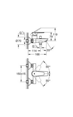  Grohe BauEdge – Επιτοίχιος Μίκτης Μπανιέρας/Ντους 