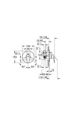 Grohe BauEdge Μίκτης Μπαταρίας Εντοιχισμού για Μπανιέρα 2 Εξόδων Ασημί
