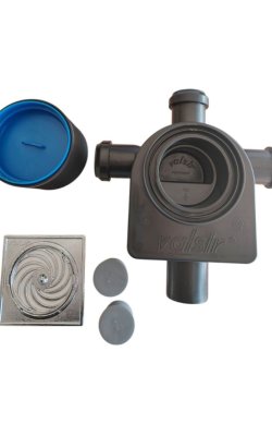 Valsir 701401 Πλαστικό Σιφώνι Δαπέδου με Έξοδο 50χιλ. και Μέγεθος 12x12εκ. Ασημί