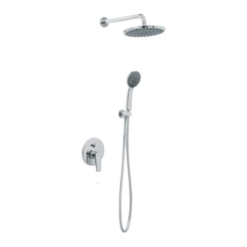 Viospiral Σετ Μίκτης, Τηλέφωνο & Κεφαλή Ντουζ Εντοιχισμού Ντουζιέρας 2 Εξόδων Ασημί