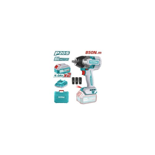 Total TIWLI2085 – Brushless Μπουλονόκλειδο 20V με 2x4Ah Μπαταρίες & Φορτιστή (Υποδοχή 1/2")