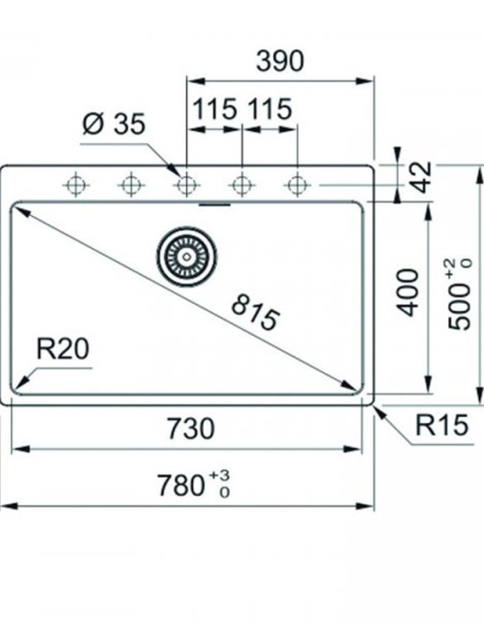  Franke Centro – Ένθετος Γρανιτένιος Νεροχύτης Stone Grey 78x50 εκ. ΔΙΑΣΤΑΣΗ