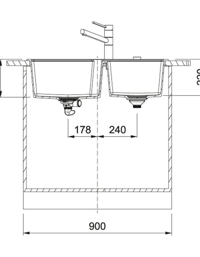  Franke Urban UBG 620-86 – Ένθετος Νεροχύτης Διπλός από Συνθετικό Γρανίτη 86x50cm Coffee  ΔΙΑΣΤΑΣΗ 2