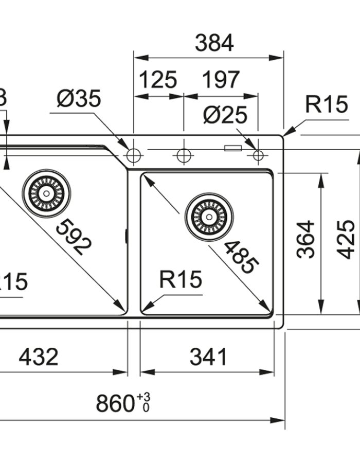  Franke Urban UBG 620-86 – Ένθετος Νεροχύτης Διπλός από Συνθετικό Γρανίτη 86x50cm Coffee  ΔΙΑΣΤΑΣΗ 1