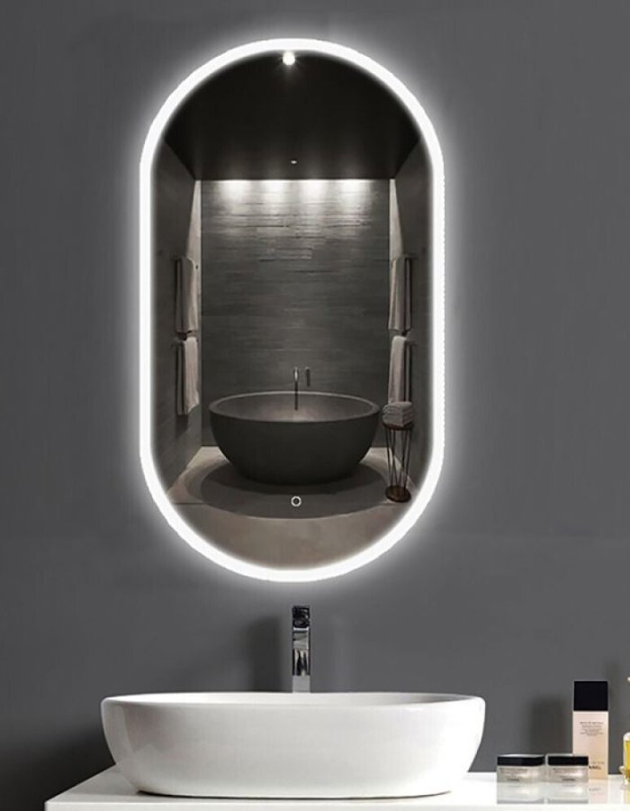 67-3350 Gloria Οβάλ Καθρέπτης Μπάνιου από Πλαστικό 50x90cm Λευκός 