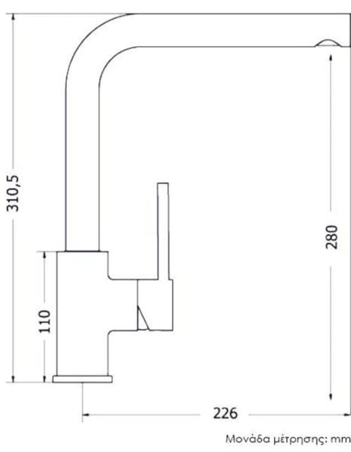 Modea Line – Ψηλή Μπαταρία Κουζίνας Πάγκου Ασημί (00-02080)  διαστασεις 