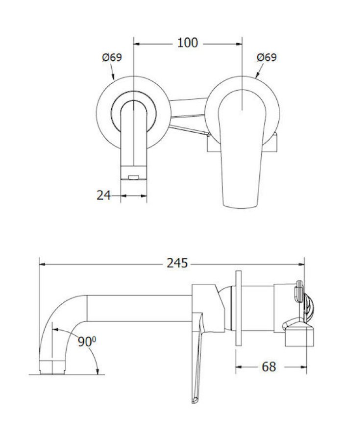 Viospiral Optima Σετ Μίκτης & Στόμιο Εντοιχισμού Νιπτήρα 1 Εξόδου Chrome διαστασεις