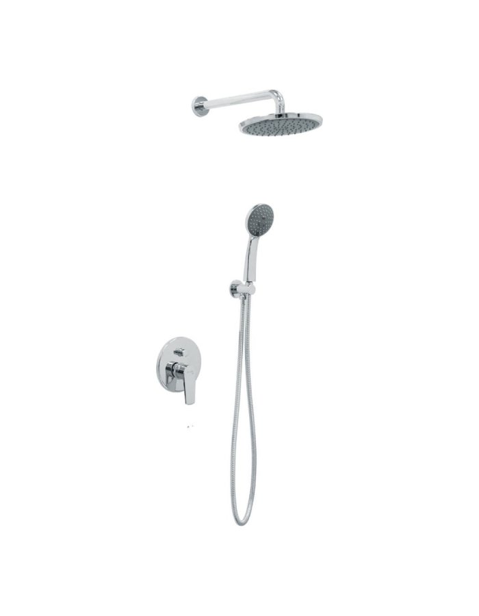 Viospiral Σετ Μίκτης, Τηλέφωνο & Κεφαλή Ντουζ Εντοιχισμού Ντουζιέρας 2 Εξόδων Ασημί