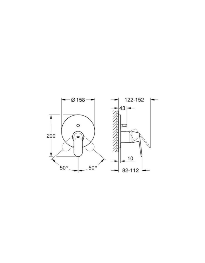 Grohe Eurosmart Cosmopolitan – Μίκτης Ντουζιέρας Εντοιχισμού 2 Εξόδων Χρωμέ 