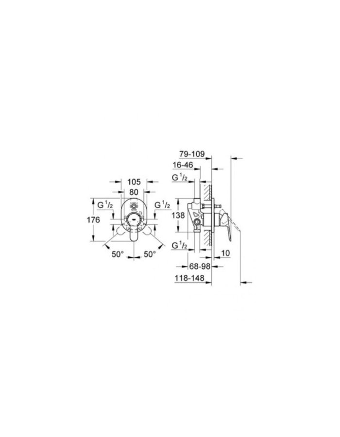 Grohe BauEdge – Εντοιχιζόμενη Μπαταρία Μπάνιου/Ντους