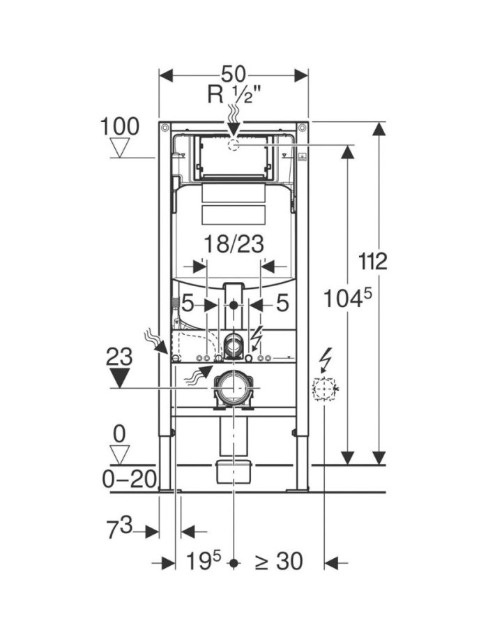 Geberit Sigma 12cm Duofix – Εντοιχιζόμενο Καζανάκι UP320 Χαμηλής Πίεσης