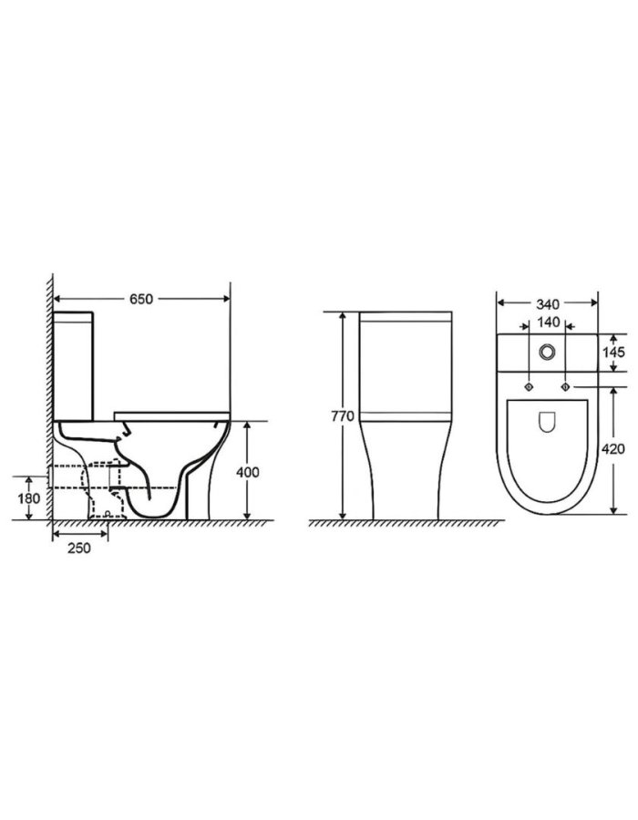 Design Ceramica – Verona Λεκάνη RIMLESS ΧΠ / Κάλυμμα Slim Soft Close & Καζανάκι Κάτω Σιφώνι