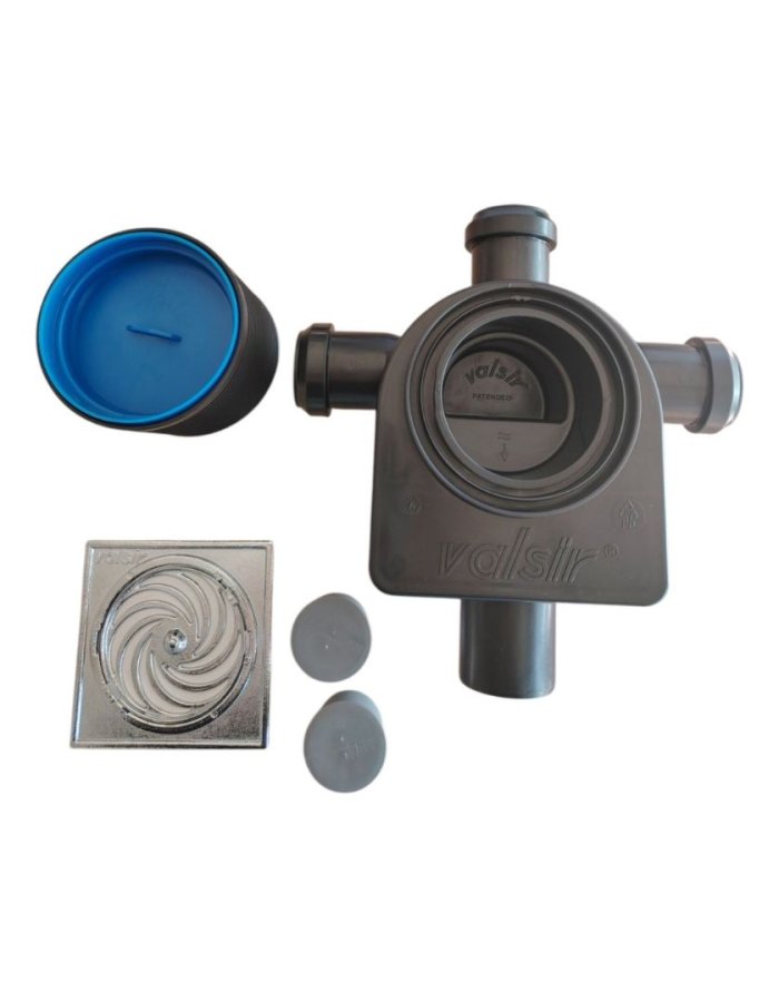 Valsir 701401 Πλαστικό Σιφώνι Δαπέδου με Έξοδο 50χιλ. και Μέγεθος 12x12εκ. Ασημί