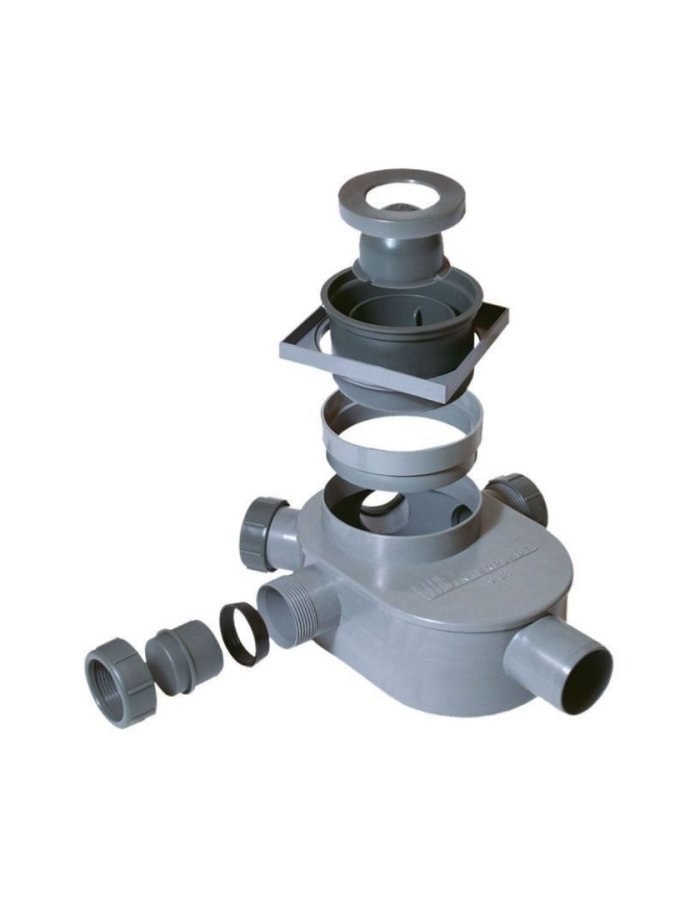 Interplast Πλαστικό Σιφώνι Δαπέδου 4 Υποδοχών Φ40 με Έξοδο Φ50 & INOX Σχάρα