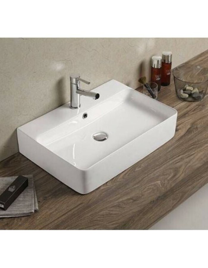  Tema New Strata 56 Επιτοίχιος / Επικαθήμενος Νιπτήρας Πορσελάνης 56x38x12cm – Λευκός